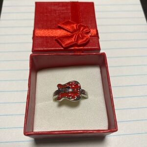 Silver 925 red Guitar ring 🎸 Silver 925 ring size 6.5 Mens or womens ring
